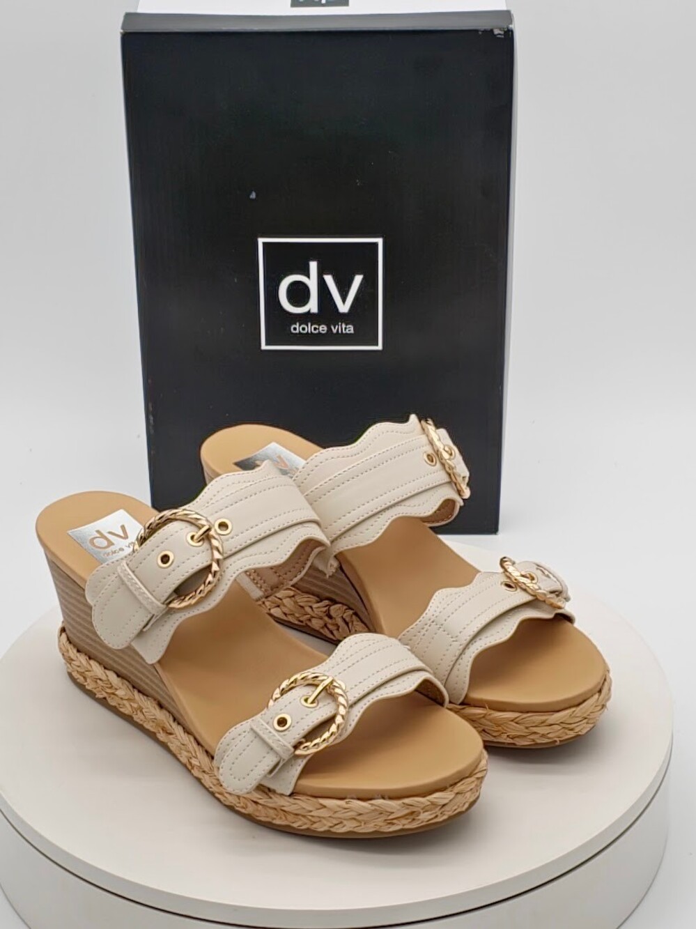 Dolce Vita Elio Ivory Wedge Espadrille Sandals Women’s Size 8